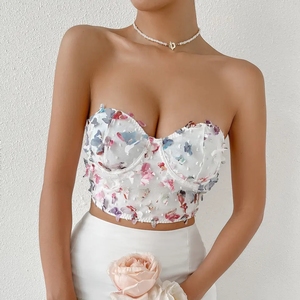 Top Modellante Sexy da Donna con Corsetto e Pizzo Ricamato a Farfalla, Intimo Senza Maniche, Fornitore OEM, Vendita all'Ingrosso, Esportazione, Regolabile - Product Image 5