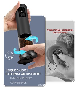 เครื่องบดพริกไทยไฟฟ้าพร้อมการตั้งค่าการบดแบบปรับได้ 5 ระดับ-ไฟ LED ความจุ 100 มล. ชาร์จ USB-C ได้ 300W ตัวเครื่องทำจากพลาสติก - Product Image 2