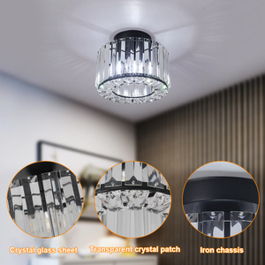 Simple Crystal Entryway Ceiling Lamp Modern Flush Mount <b>Light</b> for Hallway <b>Corridor</b> Porch Indoor Home Decor Lighting - Product Image 3