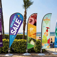 Kit de drapeaux à franges et de bannières en forme de larme personnalisés pour la promotion, avec piquet et mât pour les événements commerciaux en plein air, utilisation en plage