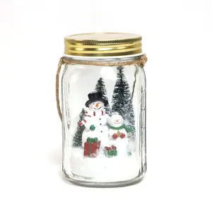 hand blown glass bottle led light christmas wholesale clear glass Christmas resin snowman decorations ideas