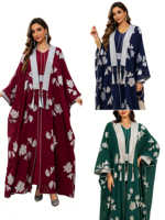 Robe de mode musulmane de haute qualité pour femme, Abaya brodée, jupe ample, style Moyen-Orient Dubaï, ensemble jupe à manches chauve-souris