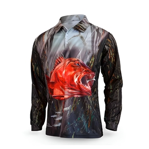 Camiseta Polo de Pesca para Hombre, Manga Larga, Protección UV UPF50+, Cierre de Cremallera, 100% Poliéster, Transpirable, Secado Rápido, para Actividades al Aire Libre, OEM ODM - Product Image 1