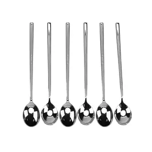 Cucharas de té de acero inoxidable, con mango largo, para Latte, helado, helado, cuchara de café, 6 uds.