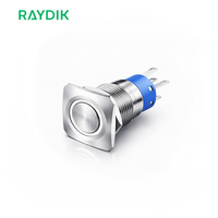 Botón pulsador cuadrado de 12V 24V con anillo LED RGB impermeable y función de retención momentánea para caja de control