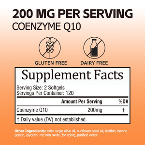Cápsulas Blandas de CoQ10 de 200 mg de Fábrica Directa, Apoyo Diario al Bienestar Cardíaco y Vitalidad, Cápsulas Blandas Antioxidantes de Alta Absorción, 240 Cápsulas Blandas - Product Image 2