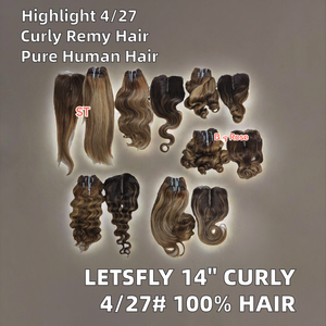 LetsFly ขายส่งสินค้าราคาพิเศษ 4/27 #   ผมแท้ธรรมชาติแบบลอน 14 นิ้ว 100% แบบเป็นมัดพร้อมปิดผม 9A ผมต่อแบบเรมี่บราซิล - Product Image 5