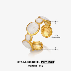 2025 été à la mode Simple conception géométrique goutte à goutte huile argent anneaux pour femmes plaqué or en acier inoxydable bijoux accessoires - Product Image 5