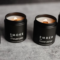 Bougie parfumée en cire de soja dans un récipient en forme de pilier noir mat avec couvercle, écologique, longue durée de combustion, pour la fragrance et la décoration de la maison