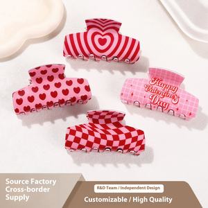 กิ๊บติดผมวันวาเลนไทน์สำหรับสาวๆ น่ารัก ซีรีส์ฉลามใหม่ สไตล์สดใส ตัวอักษรความรักหวานๆ สีแดงสด กิ๊บพลาสติก - Product Image 3