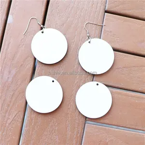 Sublimation Blank Earrings Round MDF White Heat Transfer Wood Earring For Jewelry DIY Making Crafts