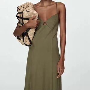 เดรสแฟชั่นสุดฮอตสไตล์วินเทจสุดหรู เซ็กซี่ คอวี ทรงเข้ารูป ผ้าฝ้ายและผ้าลินิน สำหรับผู้หญิง - Product Image 3