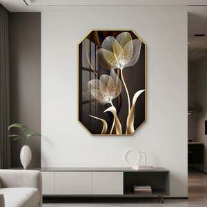 Tableaux décoratifs muraux imprimés de fleurs de formes irrégulières, vente en gros d'usine, dernières nouveautés, lot de 3 pièces, nature morte, pour la maison et l'hôtel - Product Image 3