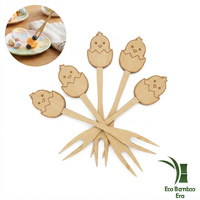Kuiken-eieren-pasen bamboe fruitvorkjes EC NO 1935/2004 DGCCRF gecertificeerd bamboe cocktailprikkers FSC ISO feest dessert voedselprikkers
