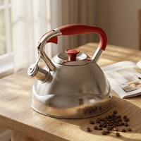 Bouilloire à sifflet en acier inoxydable de haute qualité Design unique Poignée en bakélite Fond à induction pour thé. Tailles disponibles 1L 2.5L 3L