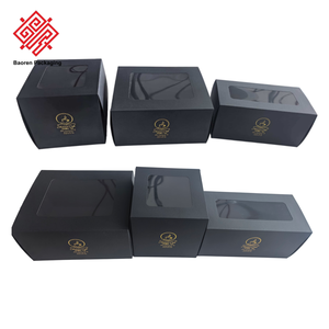 Baoren 8 Inches 10 12 Inch Food Grade Black Clear Transparent <b>Bakery</b> Cake <b>Boxes</b> with Window Open Foldable Matte Black Cake Box - Product Image 2