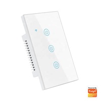 Panel Táctil Inteligente WiFi de 3 Canales, 2.4GHz, 10A, Estándar Estadounidense, Sin Neutro, Control Remoto, OEM/ODM