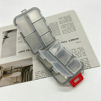 Boîte à pilules rectangulaire portable double face en plastique PP avec 10 couvercles, étui de rangement écologique pour bagues, bijoux et petits accessoires