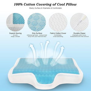 Gel pendingin busa memori bantal leher serviks ergonomis, Gel pendingin desain kontur penyangga lengkung atas perut belakang samping - Product Image 3