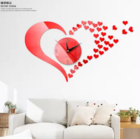 Jam dinding kombinasi dua warna lingkaran eksplosif, jam dinding cermin akrilik bisu Diy Dekorasi Jam dinding 3d