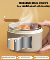 Boîte à lunch isotherme portable en acier inoxydable, sans BPA, avec couvercle en PP, compatible micro-ondes, facile à transporter, plusieurs tailles disponibles – Meilleures ventes