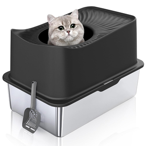 Bac à litière Yap&MeowPet en acier inoxydable, côtés fermés, grande capacité, nettoyage facile, portable, écologique, confortable - Product Image 1