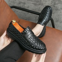 Nouveaux Mocassins Homme Tissés Respirants Rehaussants à Semelles Épaisses en Caoutchouc Amorties pour Été Automne Bureau Mariage