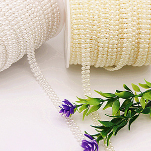 Chaîne de perles demi-cercle double rangée pour décoration de fête DIY, chaîne de perles en ABS colorées pour la décoration de gâteaux - Product Image 4