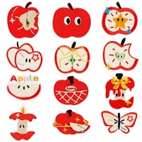Autocollants brodés en feutre non tissé série Cartoon Apple pour coques de téléphone portable, carnets, patchs de décoration DIY et accessoires vestimentaires