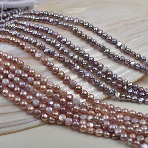 Collar de Perlas Barrocas de Agua Dulce Naturales de Zhuji, de Doble Cara, Color Morado Claro, Semi-Acabado para DIY con Perlas Blancas Dispersas - Product Image 2