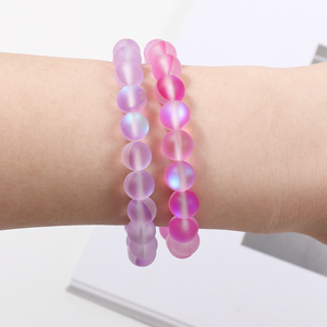 New Holographic Huyền Bí Aurora Bead Borealis Quà Tặng Frosted Đá Trắng Nàng Tiên Cá Thủy Tinh Vòng Đeo Tay Stretch Bracelet - Product Image 6