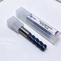 Fraise à bout plat en carbure de tungstène de haute qualité d'usine, 1 mm-10 mm, CNC, 65HRC, 4 cannelures, revêtement nano bleu, longue durée de vie de l'outil, ODM OEM