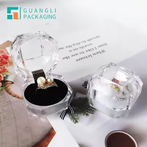 Guangli Small Crystal Acrylic Clear Cube Earring Ring Transparent Ring Box Case For Jewelry Organizer Gift Box