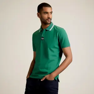 custom cotton embroidered green and purple golf polo shirt with purple trims