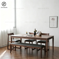 Table à manger nordique en bois massif, style moderne et minimaliste, plateau en chêne rouge ou noyer noir, 1,8 mètre, rectangulaire, design personnalisable, sans finition