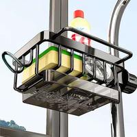 Support de rangement pour évier de cuisine en aluminium, porte-éponge et égouttoir à poser sur robinet