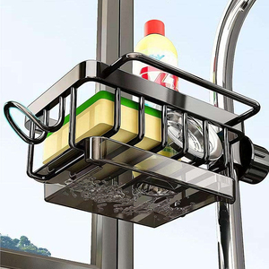 Support de rangement pour évier de cuisine en aluminium, porte-éponge et égouttoir à poser sur <span class=keywords><strong>robinet</strong></span> - Product Image 1