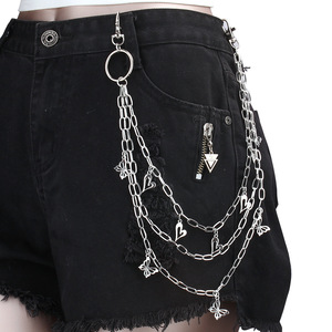 Chaîne de taille Yueli multi-couches avec pendentif cœur et papillon en alliage, chaîne de corps décontractée et tendance pour pantalon - Product Image 2