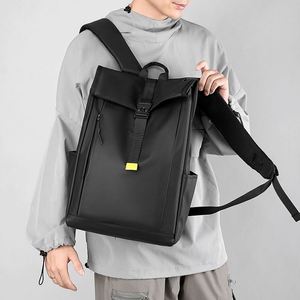 Custom Men's Roll Top Laptop <b>Backpack</b> Travel Waterproof Leather College Bag Rolling Daypack Casual Sports School <b>Backpack</b> - Product Image 6
