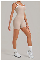 Combinaison de yoga personnalisée avec logo pour femme, sans manches, très extensible, une pièce, pour l'entraînement, effet push-up, vêtements de sport, anti-transpiration