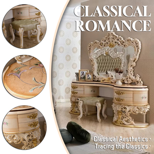 Tocador de Maquillaje Cómodo de Alta Calidad, Tallado a Mano en Madera Maciza <span class=keywords><strong>Antigua</strong></span>, Mesa de Dormitorio Estilo Francés <span class=keywords><strong>con</strong></span> <span class=keywords><strong>Espejo</strong></span> - Product Image 2