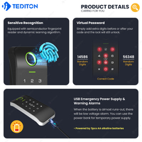 TEDITON Tuya TTLOCK APP Serrure de casier électronique intelligente pour sites sportifs, serrure de casier de gym numérique avec carte et empreinte digitale