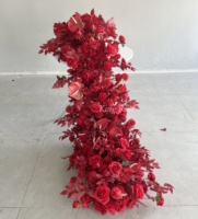 Composition florale artificielle de roses rouges, centre de table pour mariage, décoration de table de fête