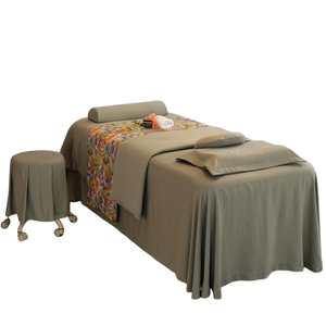 Ensemble de drap de <span class=keywords><strong>table</strong></span> de massage en microfibre vert à la mode couvre-lit facial de salon spa - Product Image 1