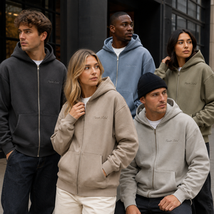 Custom Logo <strong>Hoodie</strong> Manufacturer <strong>Beige</strong> Heavyweight Oversized <strong>Mens</strong> Minimalist Cotton Blend Drop Shoulder Zip up <strong>Hoodie</strong> - Product Image 1
