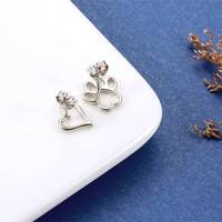 Bijoux pour animaux de compagnie mignons, chat et chien, boucles d'oreilles en argent sterling 925 en forme de cœur avec empreinte de patte, vente en gros
