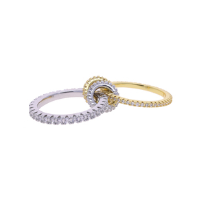 Mix <strong>Silver</strong> Gold Two Tone Color Full Paved 5A CZ Sparking Engagement Eternity Band <strong>Stacking</strong> <strong>Rings</strong> - Product Image 2