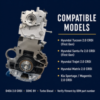Moteur complet diesel turbo CRDi D4EA 2.0L de haute qualité, 4 cylindres en ligne SOHC 8V pour remplacement et réparation Hyundai Kia