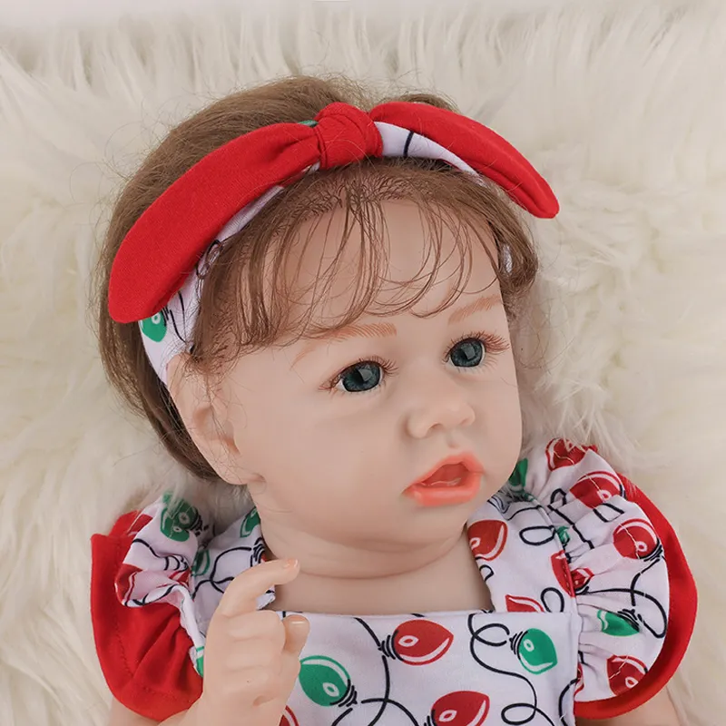 Cute Style Simulation Doll Girl 55cm Plastic Body Gold Long Hair Washable Reborn Baby