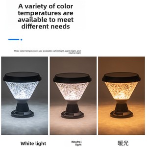 Lampada a Colonna Solare Impermeabile IP65 con Telecomando per Esterni, Giardino, Villa, Cancello, Muro, <span class=keywords><strong>Balcone</strong></span>, Stile Pastorale - Product Image 4